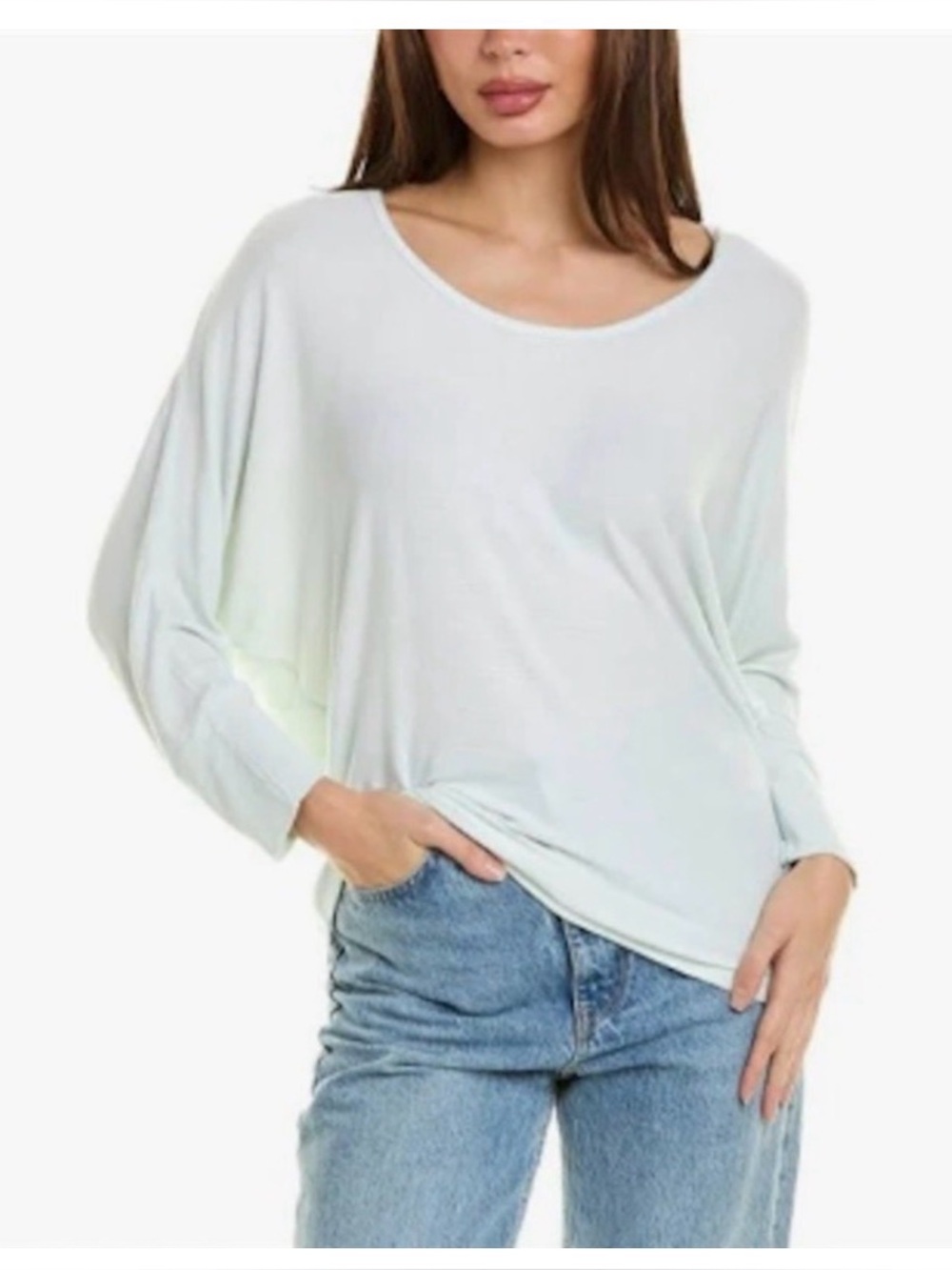 NWT‎ Michael Stars Joni Scoop Neck Dolman Sleeve Top Blouse Mist Mint Large